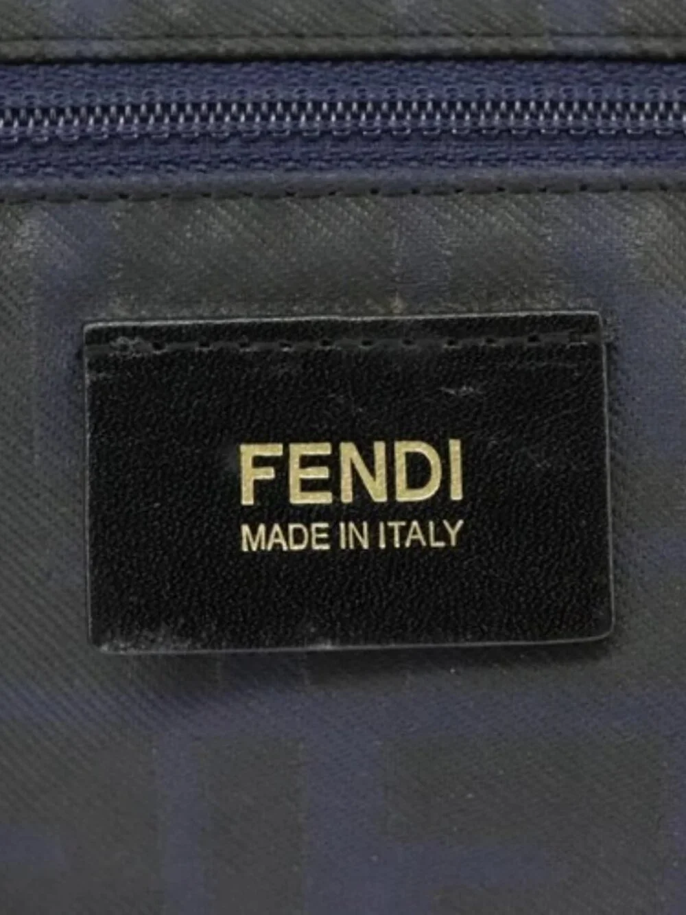 FENDI Zucca Canvas Tote Bag Gold Navy Auth ep6478 - Picture 14 of 16